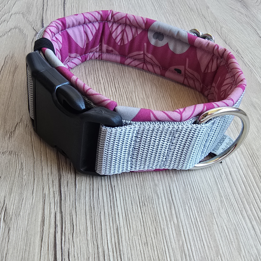 Halsband Grau Pink - verstellbar und gepolstert