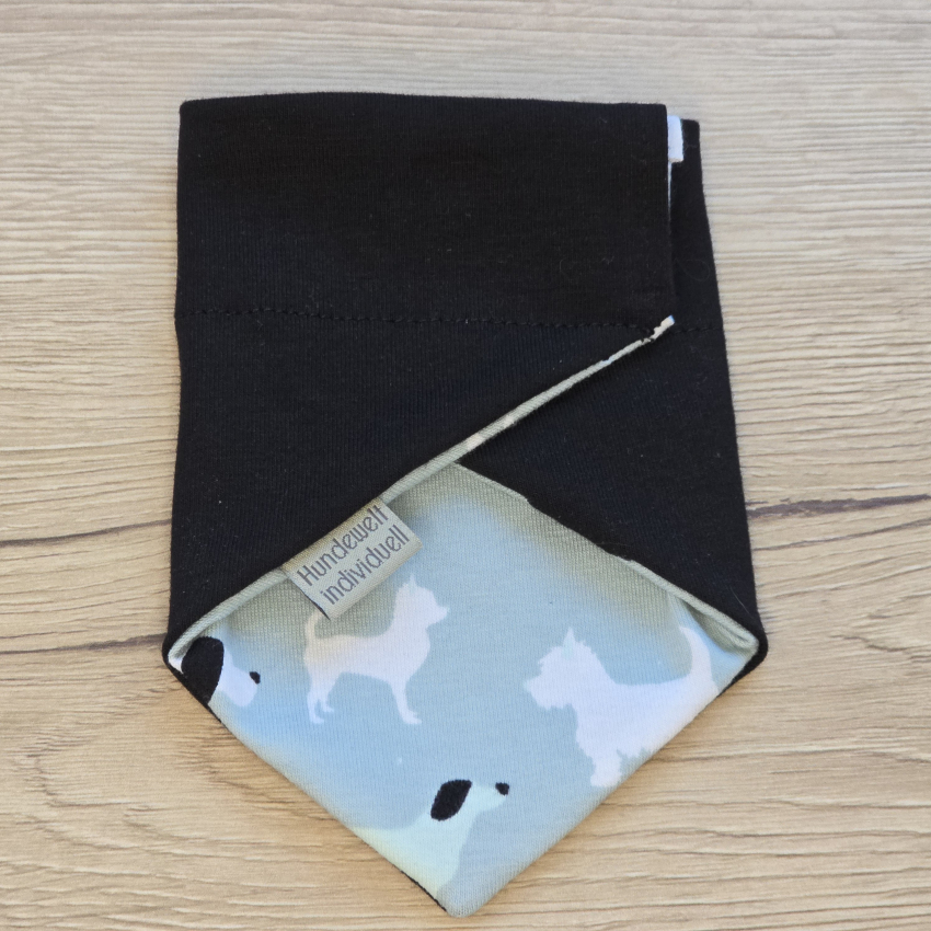 Halstuch Mint-Schwarz mit Hunden