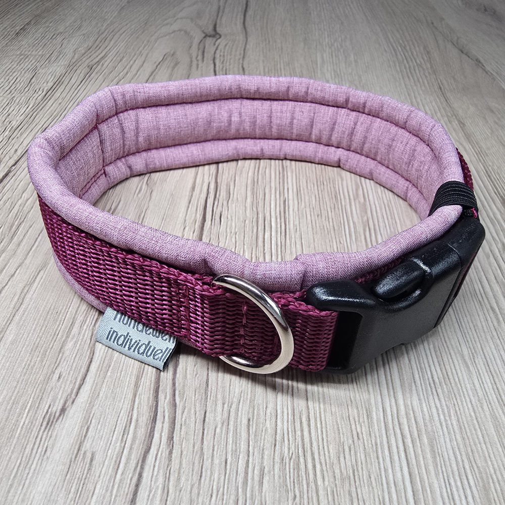 Verstellbares Halsband Bordeaux & Rosa