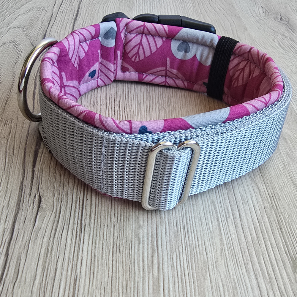 Halsband Grau Pink - verstellbar und gepolstert