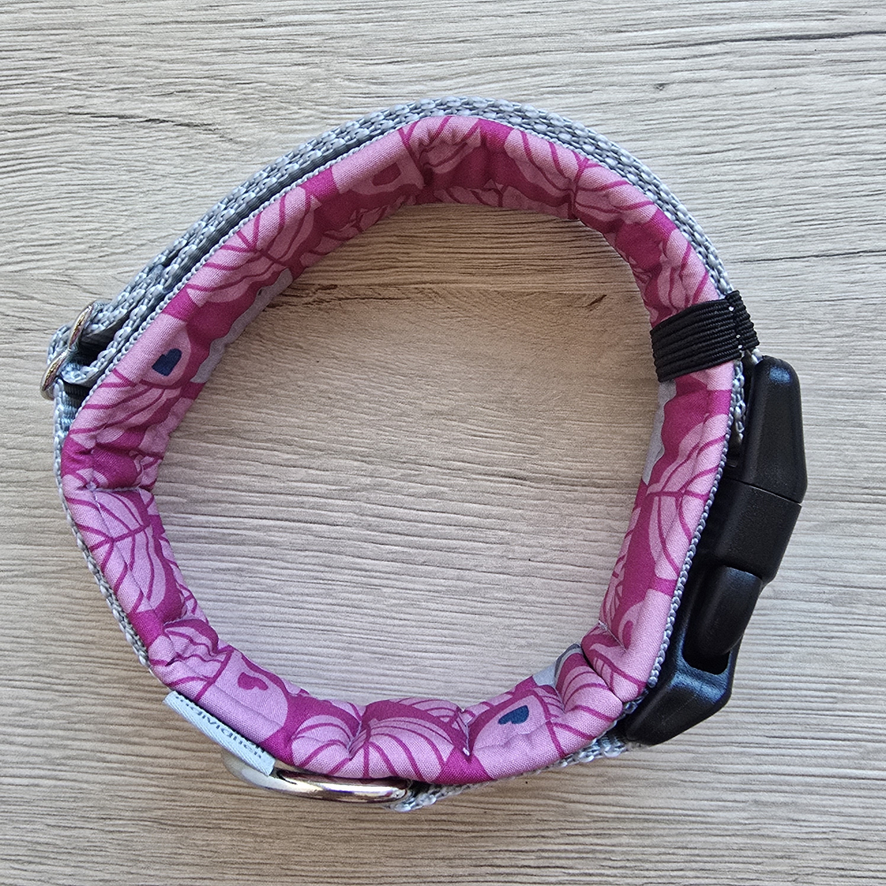 Halsband Grau Pink - verstellbar und gepolstert