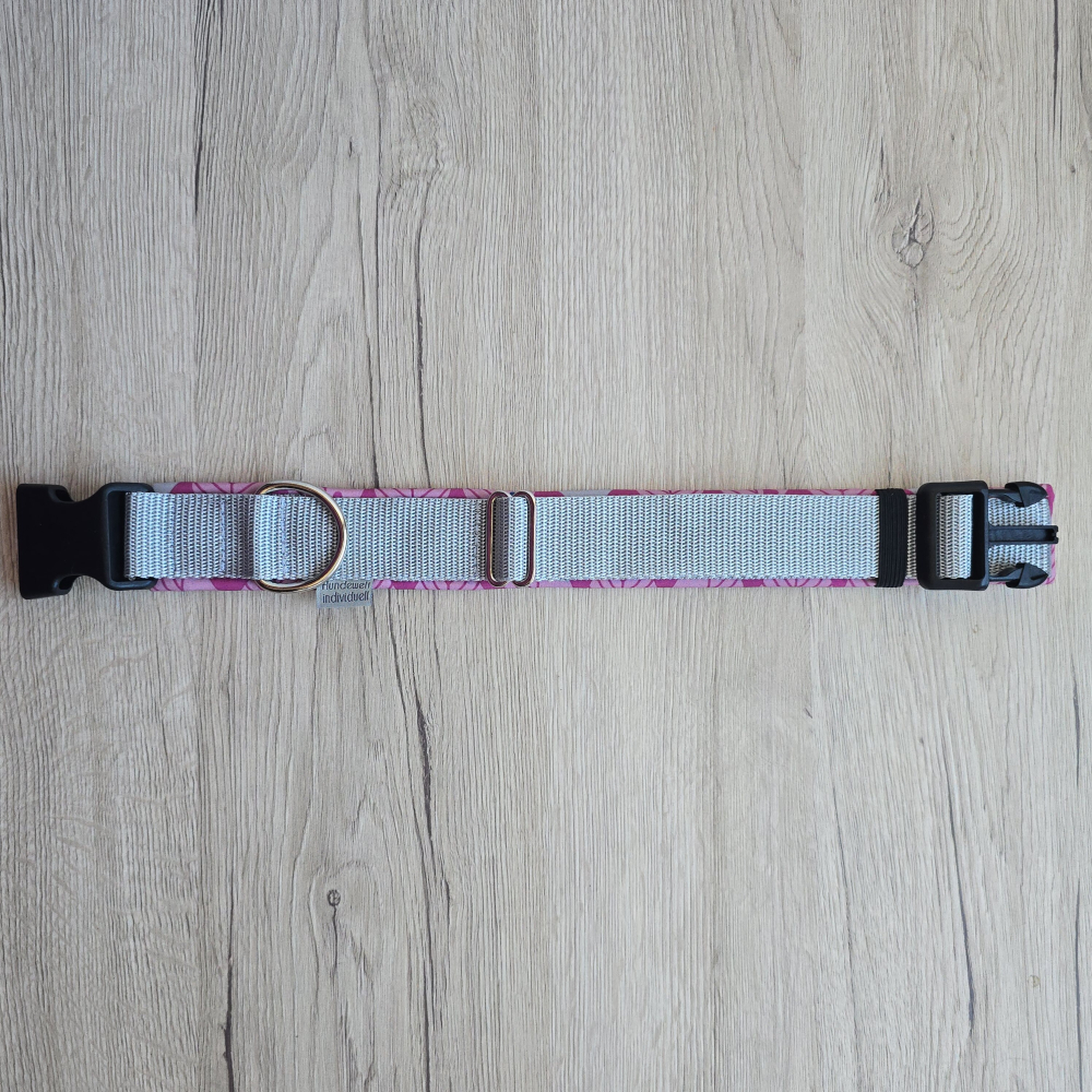 Halsband Grau Pink - verstellbar und gepolstert
