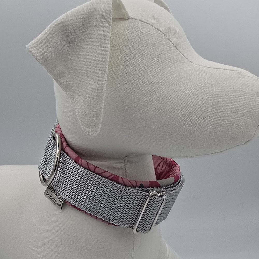 Halsband Grau Pink - verstellbar und gepolstert