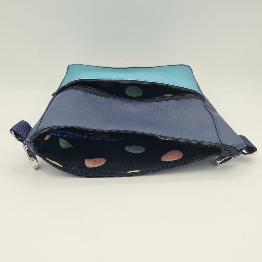 Gassitasche / Cross Bag / Hip Bag, Navy / Türkis