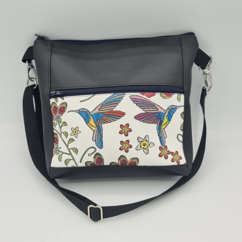 Gassitasche / Cross Bag / Hip Bag, Kolibris / schwarz