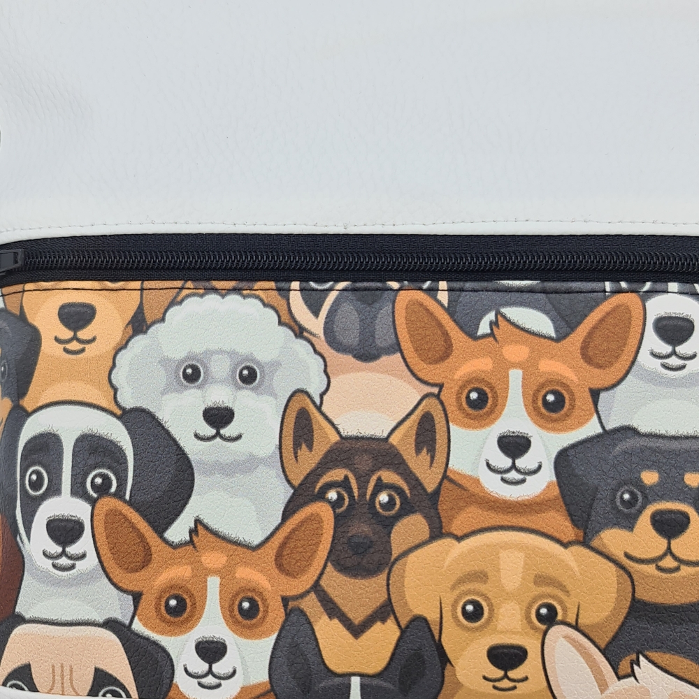 Gassitasche / Cross Bag / Hip Bag weiß mit Hunden