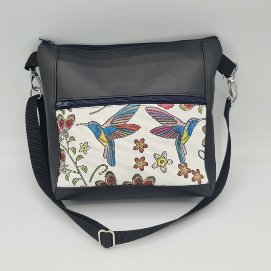 Gassitasche / Cross Bag / Hip Bag, Kolibris / schwarz
