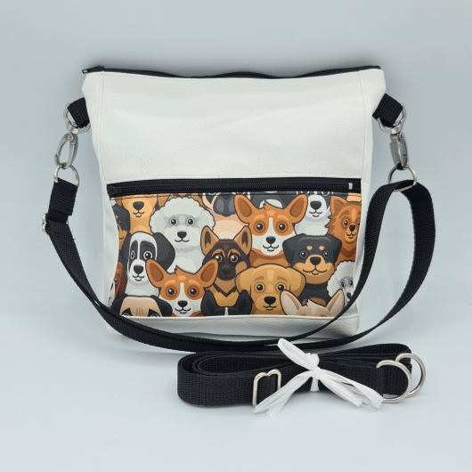 Gassitasche / Cross Bag / Hip Bag weiß mit Hunden